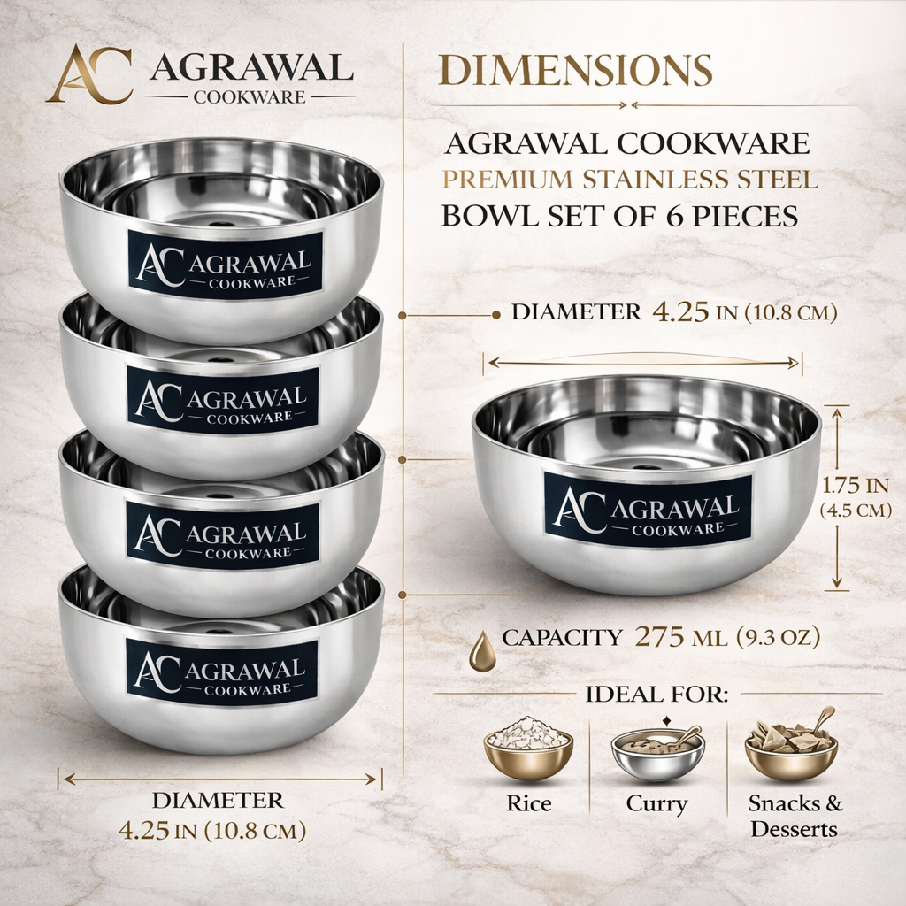 Agrawal Cookware Premium Apple Bowls - Set of 6