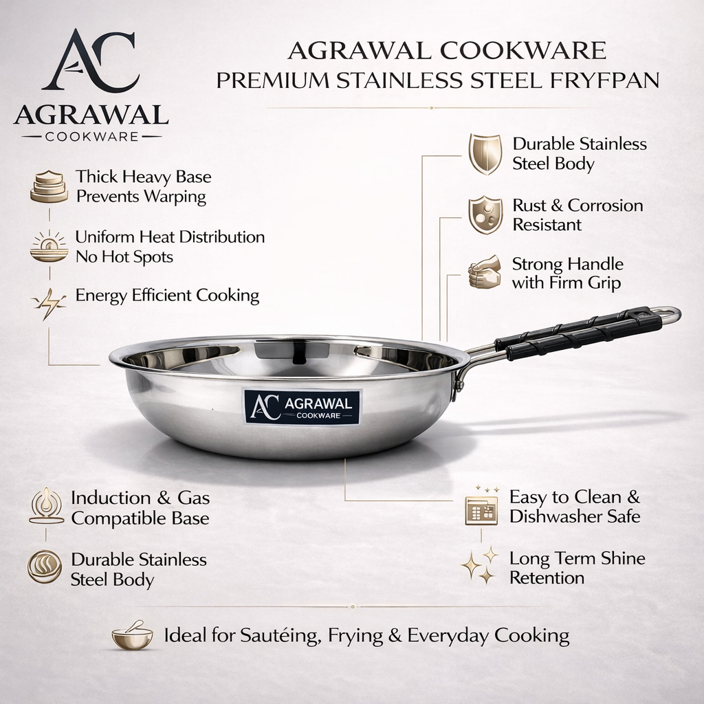 Agrawal Cookware Premium Stainless Steel Frypan