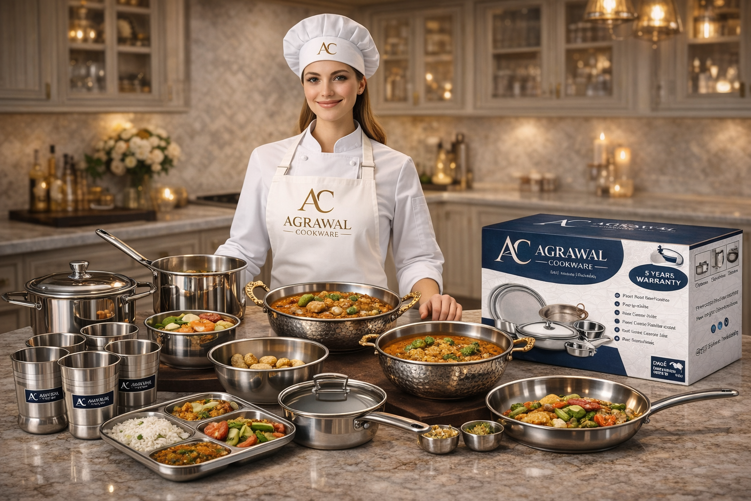 Agrawal Cookware, dinner sets, dinner set for gift, stainless steel pan, frying pan, milk boiling pot, tea pot , milk boiling pot, cooking utensils, stainless steel kadai for cooking, kadai for cooking stainless steel, bowl set of 6, bowl, serving bowls, glass set of 6 for water, glass, juice glasses set of 6, water glass set of 6, steel bowls for kitchen, serving bowls, kadai, non stick cookware,  cookware set combo, induction cookware,steel bowls for kitchen, fry pan steel, steel pan for cooking