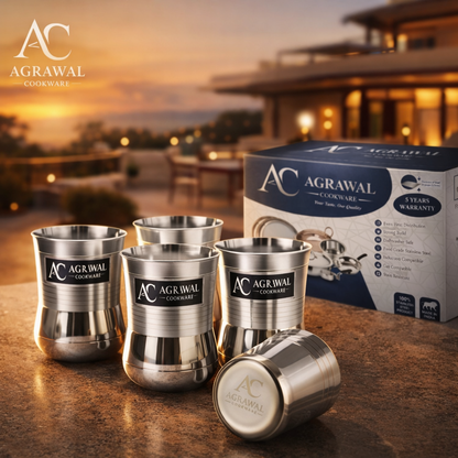 Agrawal Cookware Stainless Steel Glass Set of 6