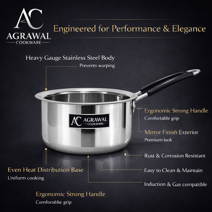 Agrawal Cookware Premium Stainless Steel Saucepan - Tea Maker