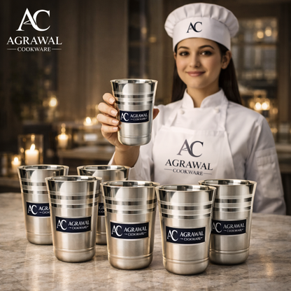Agrawal Cookware Stainless Steel Glass Set of 6