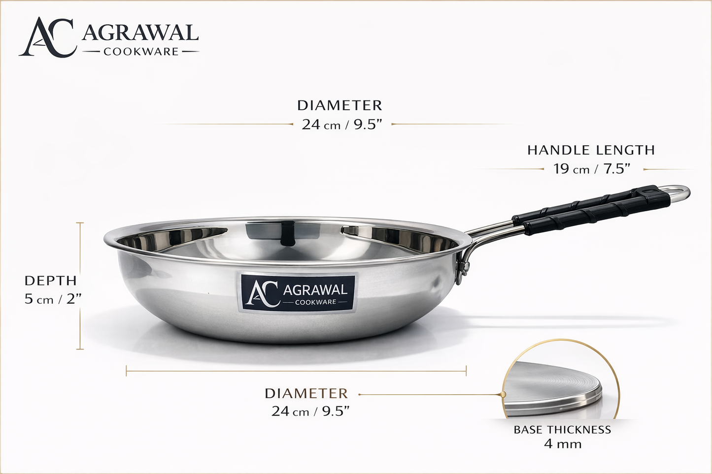 Agrawal Cookware Premium Stainless Steel Frypan