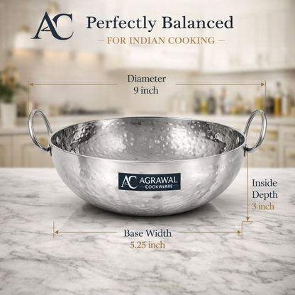 Agrawal Cookware Premium Heavy Bottom Hammered Kadhai