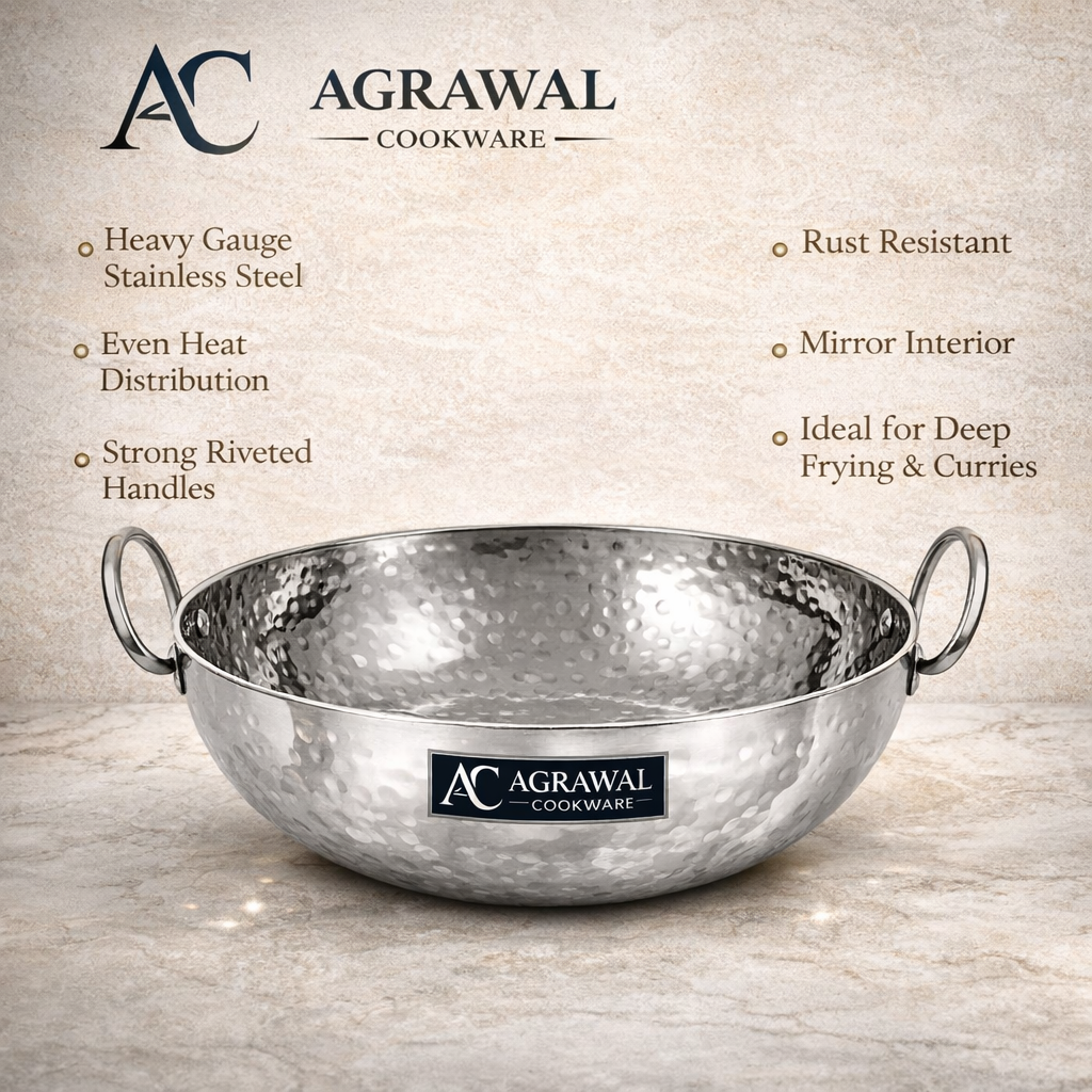 Agrawal Cookware Premium Heavy Bottom Hammered Kadhai