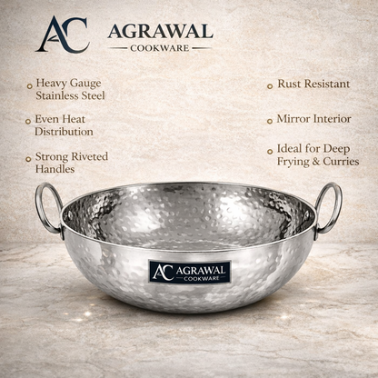 Agrawal Cookware Premium Heavy Bottom Hammered Kadhai