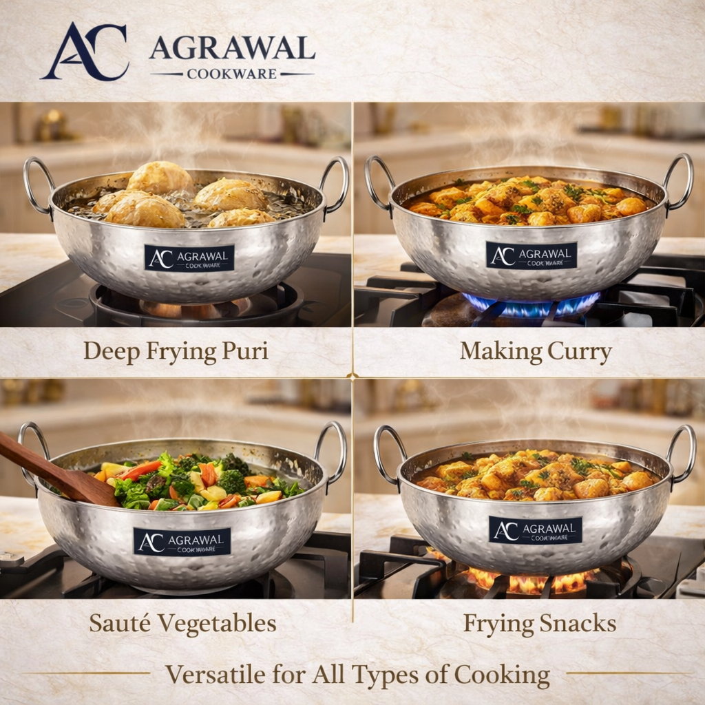 Agrawal Cookware Premium Heavy Bottom Hammered Kadhai