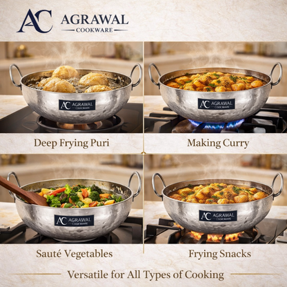 Agrawal Cookware Premium Heavy Bottom Hammered Kadhai
