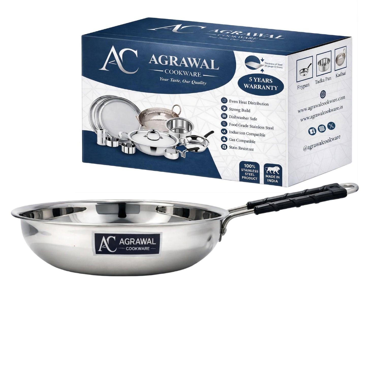 Agrawal Cookware Premium Stainless Steel Frypan