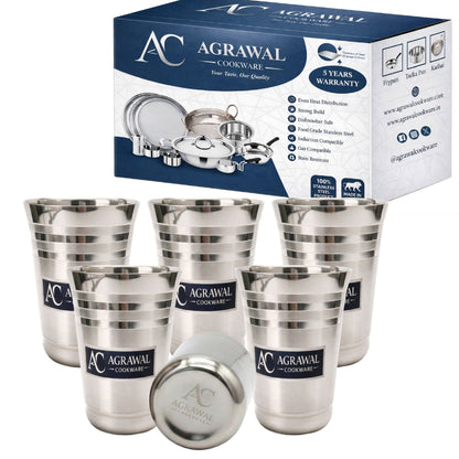 Agrawal Cookware Stainless Steel Glass Set of 6