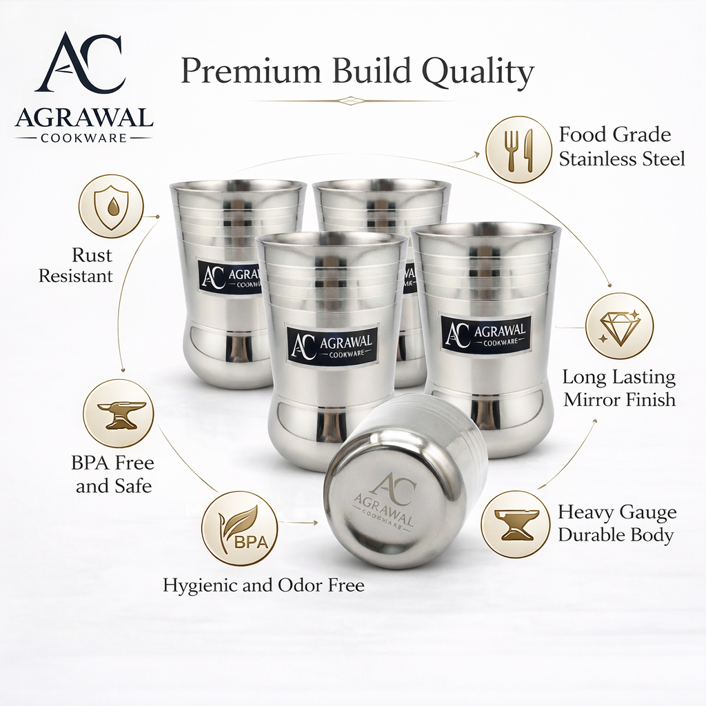 Agrawal Cookware Stainless Steel Glass Set of 6