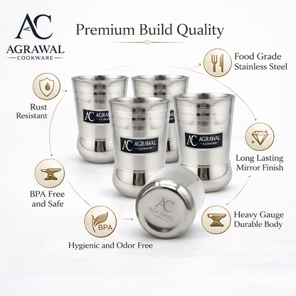 Agrawal Cookware Stainless Steel Glass Set of 6