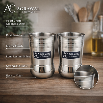 Agrawal Cookware Stainless Steel Glass Set of 6